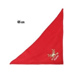 Schecker - Besticktes Weihnachts-Halstuch Rentier Rotnase + Name [65cm - Rot]