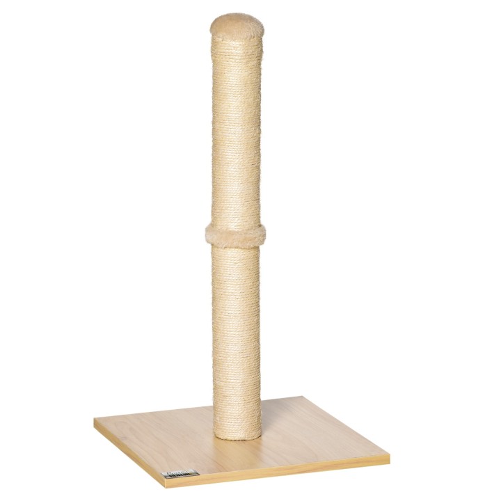 PawHut Kratzstamm Sisal Kratzsäule für Katzen 60cm stabil mit Ball aus Spanplatte Beige Eiche für aktives Spielen   Aosom.de