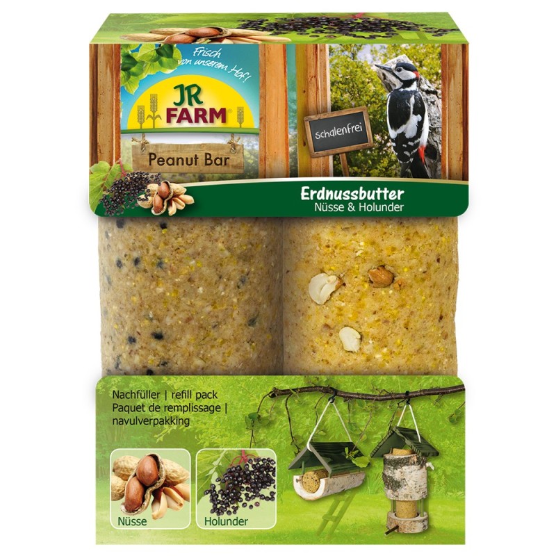 JR Garden Peanut Bar Erdnuss-Turm inkl. Nachfüller - Extra Nachfüller: 2 Stück á 350 g JR Garden Peanut Bar Nüsse & Holunder