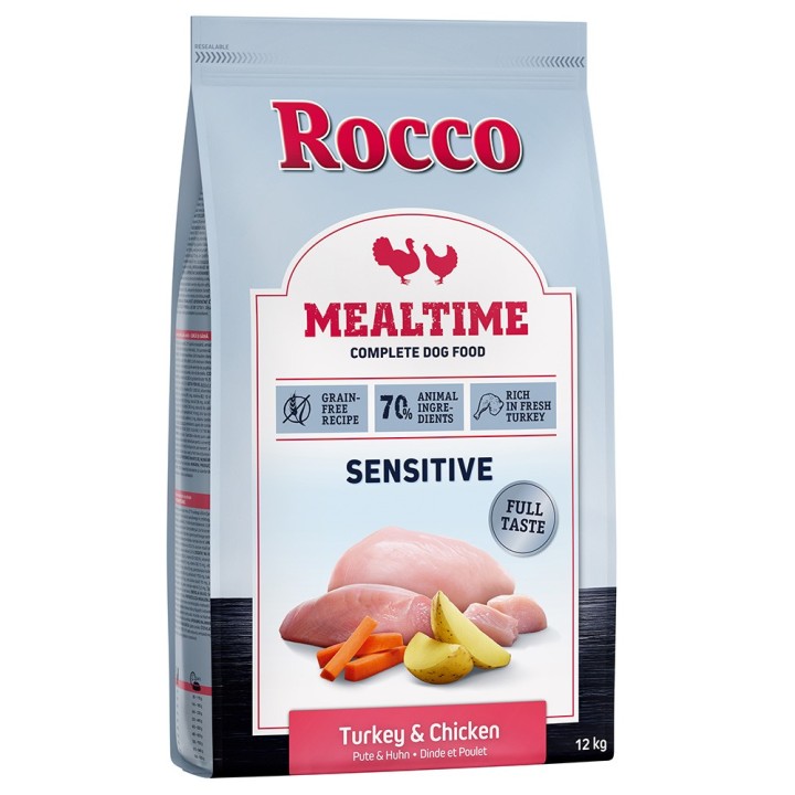 Rocco Mealtime Sensitive - reich an frischer Pute und frischem Huhn Sparpaket: 2 x 12 kg
