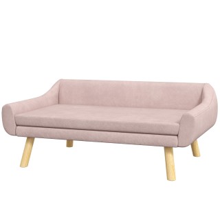 PawHut Hundesofa elegantes Katzensofa mit Rückenlehne für mittelgroße große Hunde Samt Rosa 102x58,5x42,5cm stilvoll bequem