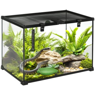 PawHut Terrarium für Reptilien 50 x 30 x 35 cm, Glasterrarium Fütterungsbox für Reptilienzucht, Metallstruktur   Aosom.de