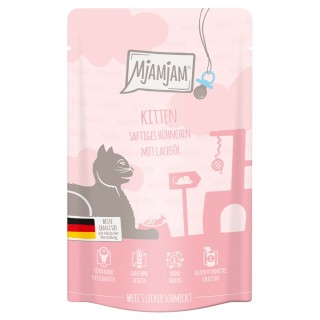 MjAMjAM Quetschie Kitten 12 x 125 g - saftiges Hühnchen mit Lachsöl