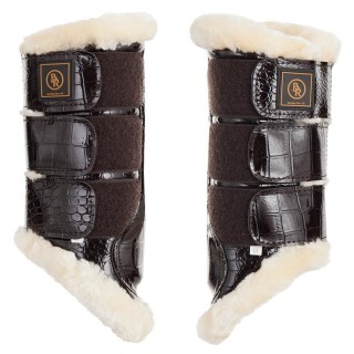 Geschlossene Gamaschen für Pferde aus Lackleder, BR Reiten Majestic