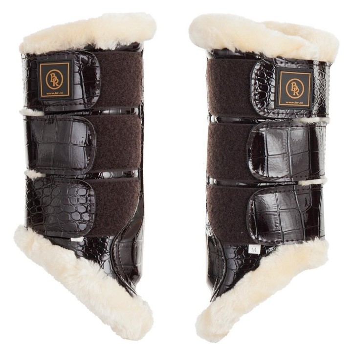 Geschlossene Gamaschen für Pferde aus Lackleder, BR Reiten Majestic