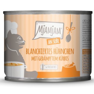 MjAMjAM an Soße 6 x 185 g - blanchiertes Hühnchen mit gedämpftem Kürbis