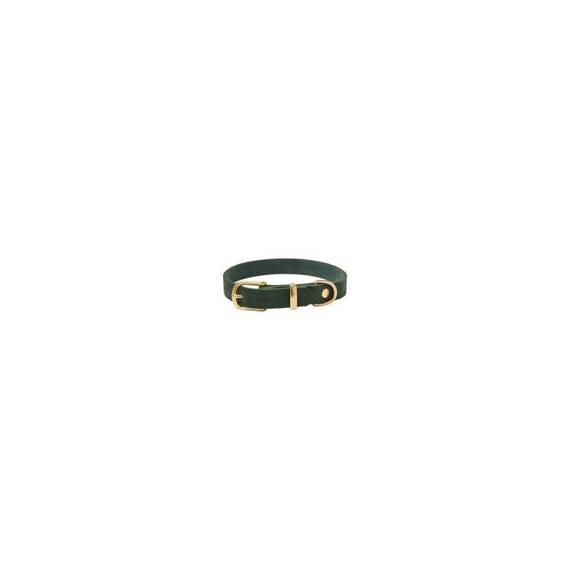 Molly &amp, Stitch Butter Leder Hundehalsband [Waldgrün/Gold - M: 32 - 38 cm x  20 mm]