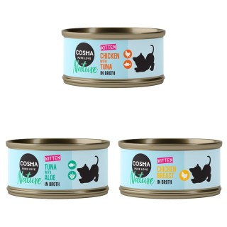 Cosma Nature Kitten 6 x 70 g - Mixpaket (3 Sorten)
