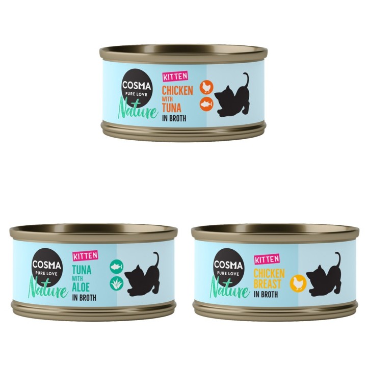 Cosma Nature Kitten 6 x 70 g - Mixpaket (3 Sorten)