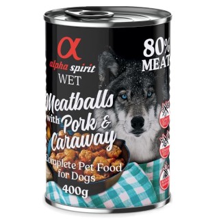 alpha spirit Dog Meatballs 6 x 400 g - Schwein & Kümmel