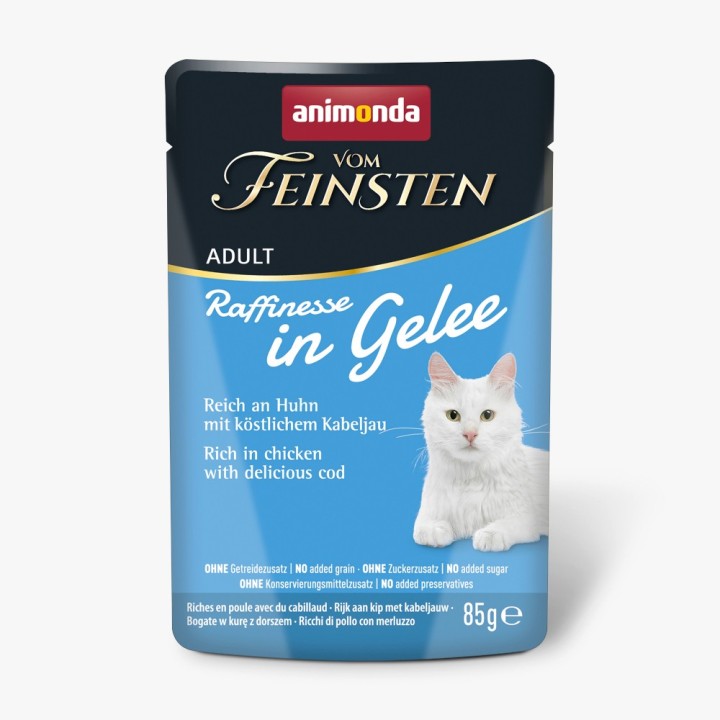 Animonda Vom Feinsten Adult Raffinesse in Gelee 24 x 85 g - reich an Huhn mit Kabeljau