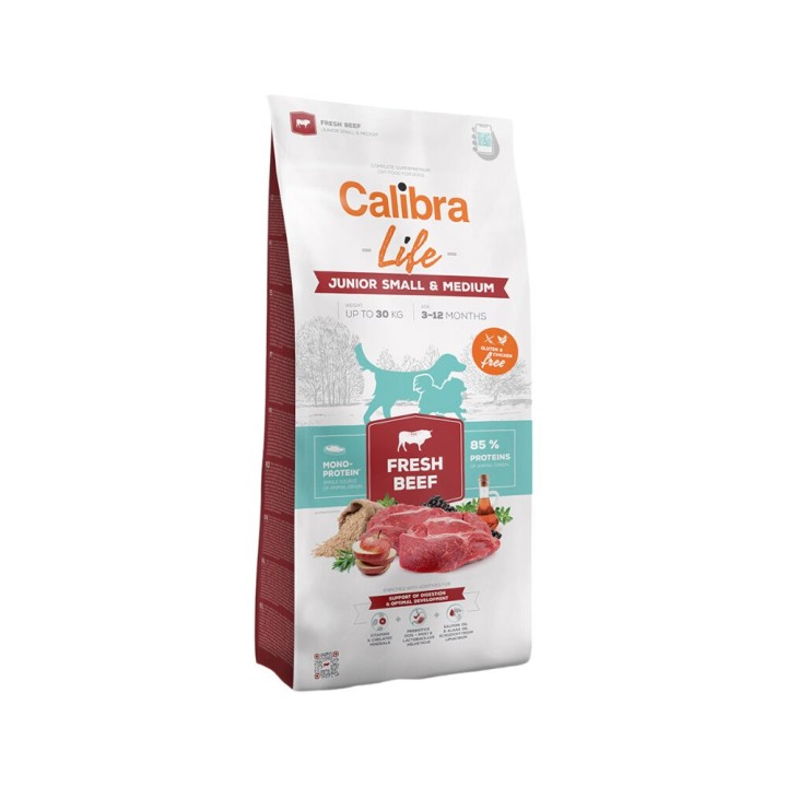 Calibra Dog Life Junior Kleine & Mittlere Rassen - Rindfleisch - 12 kg