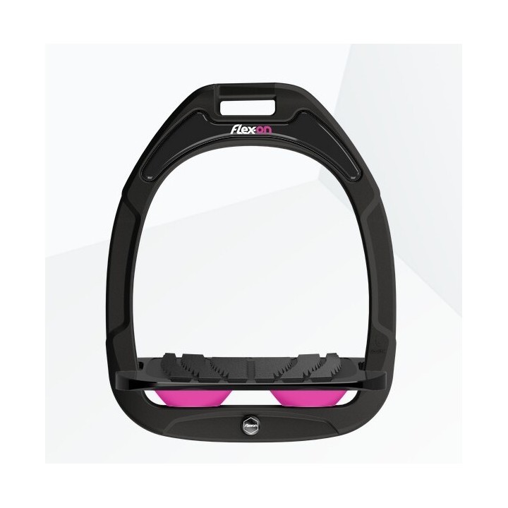 Schwarze/Schwarze/Rosa Grip Steigbügel mit Neigung Flex-On Green Composite