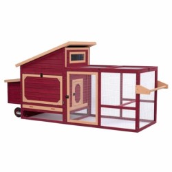TIAKI Hühnerstall aus Holz mit Rädern - L 236,6 x B 78 x H 114,4 cm (2 Pakete*)
