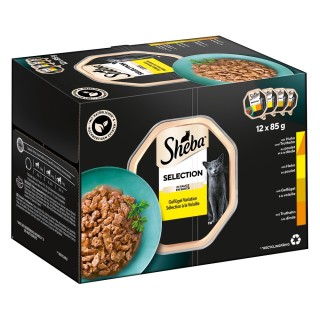 Sparpaket Sheba Varietäten Schälchen 144 x 85 g - Selection in Sauce (Huhn & Truthahn, Huhn, Geflügel, Truthahn)