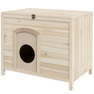 PawHut Kleintierhaus faltbar Kleintierkäfig, Haustierhaus aus Holz, Holzhaus für Katze, Hunde unter 13,5 kg, Indoor, 78 x 51