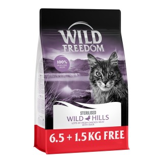 6,5 kg + 1,5 kg gratis! 8 kg Wild Freedom Sterilised Trockenfutter - Wild Hills Sterilised Ente 8 kg