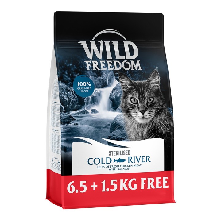 6,5 kg + 1,5 kg gratis! 8 kg Wild Freedom Sterilised Trockenfutter - Cold River Sterilised Lachs 8 kg