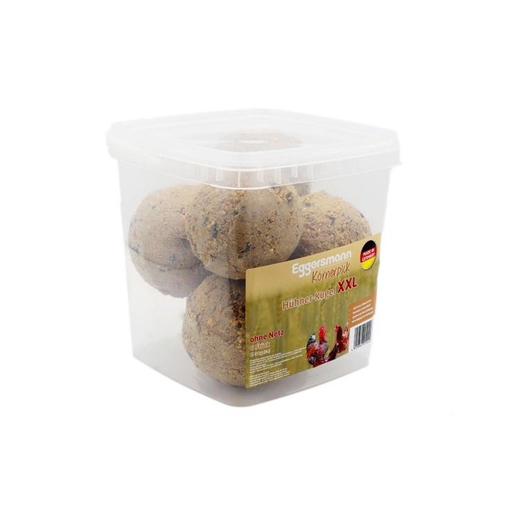 Eggersmann Körnerpick - Hühner-Kugel XXL ohne Netz 6 Stk. Ergänzungsfuttermittel für Geflügel für mehr Pick-Ak