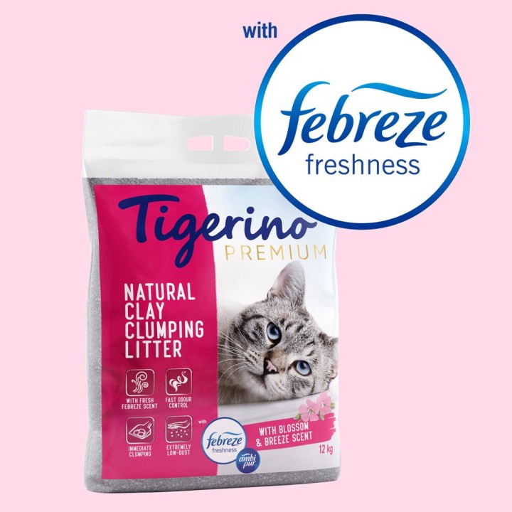 Tigerino Premium Katzenstreu - Febreze Frischer Blütenduft - 12 kg