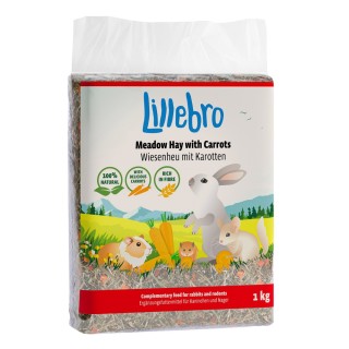 Lillebro Wiesenheu mit Apfel, Löwenzahn oder Karotte - Wiesenheu mit Karotte 1 kg