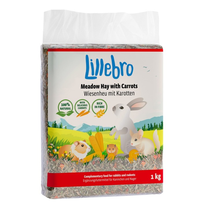 Lillebro Wiesenheu mit Apfel, Löwenzahn oder Karotte - Wiesenheu mit Karotte 1 kg