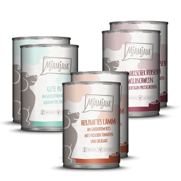 MjAMjAM Adult Hund 6 x 400 g - Mixpaket II (3 Sorten)