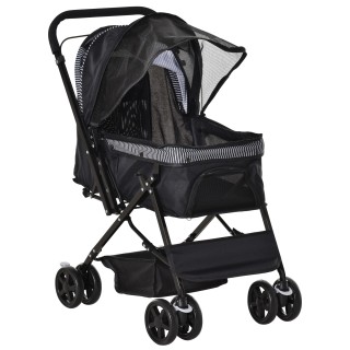 PawHut Hundebuggy Hundewagen Buggy für kleine Hunde und Katzen Haustierwagen Pet Stroller Katzenbuggy Oxford Schwarz 76,5 x 5