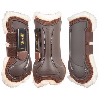 Vordere offene Gamaschen für Pferde mit Kunstfell T de T Design