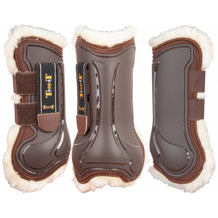 Vordere offene Gamaschen für Pferde mit Kunstfell T de T Design