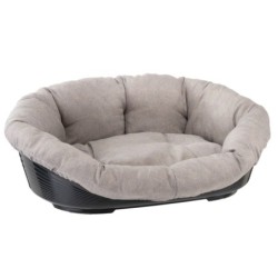 Set aus Ferplast Korb Siesta Deluxe mit Überzug Sofà Tweed beige - Größe 4: L 61,5 x B 45 x H 21,5 cm