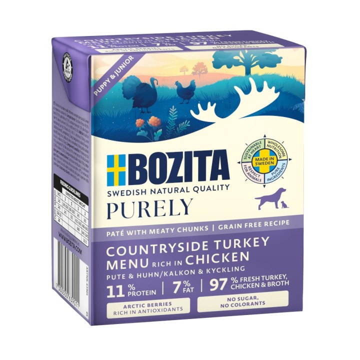 Bozita Purely Paté 6 x 370 g - Puppy & Junior mit Pute
