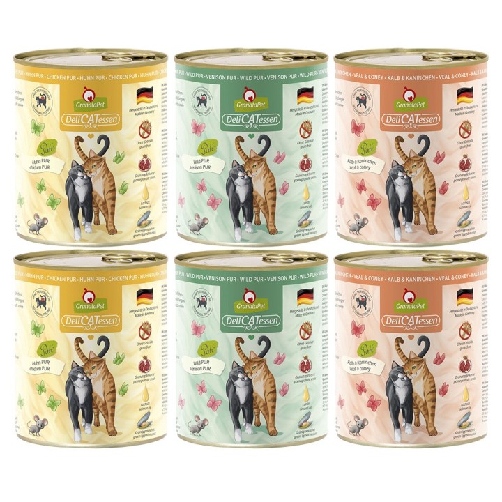 GranataPet DeliCatessen Probierpaket 6 x 800 g - Probierpaket II PUR