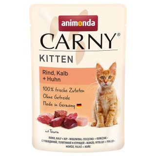 animonda Carny Kitten Pouch 12 x 85 g - Rind, Kalb + Huhn