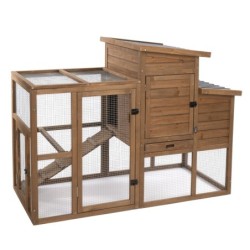 TIAKI Hühnerstall Ranch aus Holz (optional erweiterbar) - Hühnerstall: L 156 x B 79,5 x H 116,3 cm (2 Pakete*)