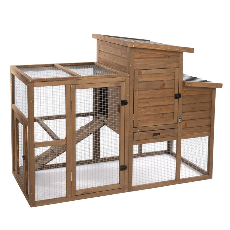 TIAKI Hühnerstall Ranch aus Holz (optional erweiterbar) - Hühnerstall: L 156 x B 79,5 x H 116,3 cm (2 Pakete*)