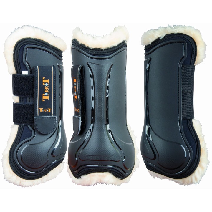 Vordere offene Gamaschen für Pferde mit Kunstfell T de T Design