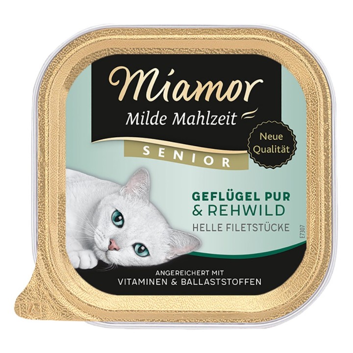 Sparpaket Miamor Milde Mahlzeit 24 x 100 g - Senior Geflügel Pur & Rehwild