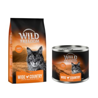 Wild Freedom Kombi-Paket: Adult Nassfutter + "Wide Country" Trockenfutter - 24 x 200 g Wide Country: Huhn pur + 2 x 2 kg Gefl