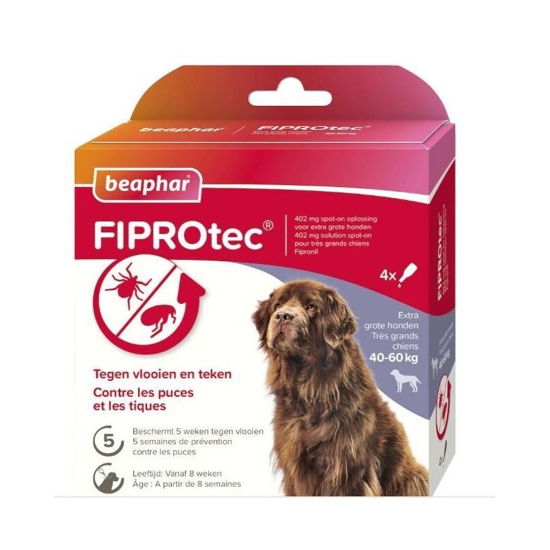 Antiparasitikum für Hunde 40-60 kg gegen Insekten Beaphar FIPROtec (x4)