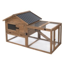 TIAKI Kaninchenstall - Stall mit integriertem Freilauf: L 159,5 x B 80,4 x H 91,4 cm