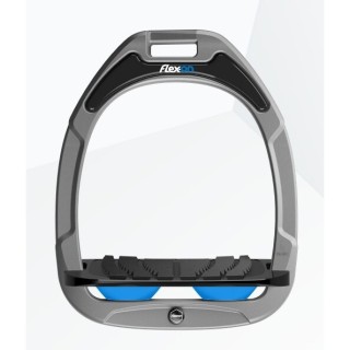 Aluminium/Schwarz/Blau Grip Steigbügel Neigung Flex-On Green Composite