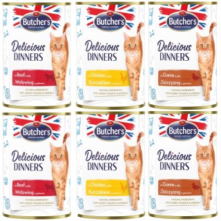 Butcher's Delicious Dinners Katze 6 x 400 g - Mixpaket (3 Sorten)