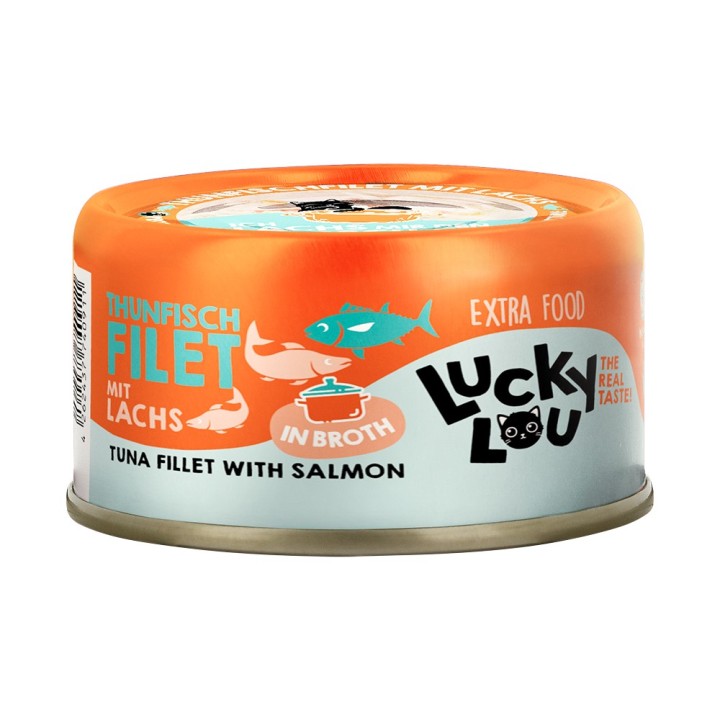 Lucky Lou Extra Food Filet in Brühe 12 x 70 g - Thunfisch & Lachs