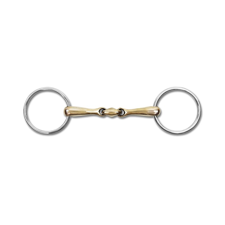 Mundstück 2 Ringe für Pferd doppelt gebrochen massiv Waldhausen Cupris