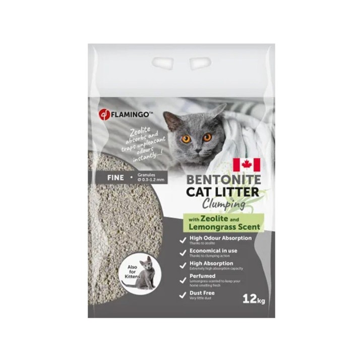 Flamingo Katzenstreu Zitronengras & Grünes Zeolith - 12 kg