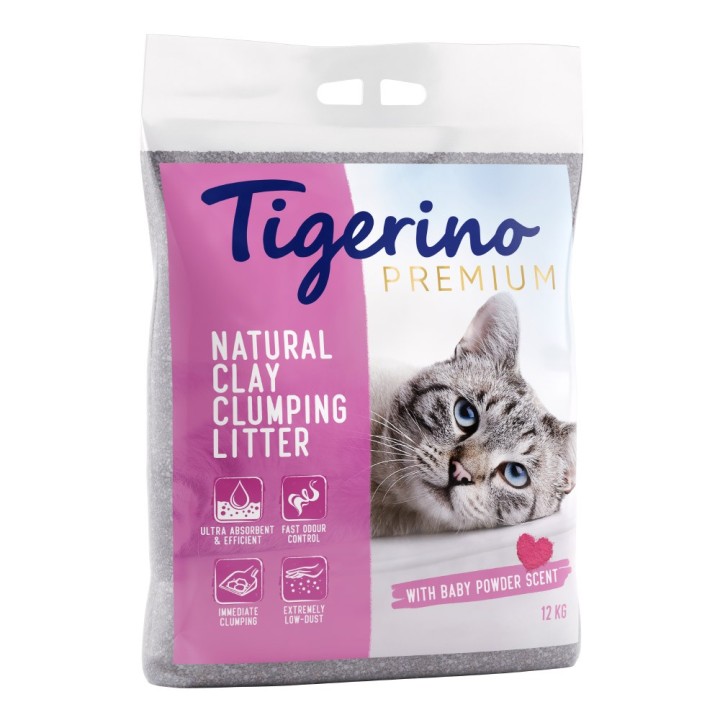 Tigerino Premium Katzenstreu – Babypuderduft - 12 kg