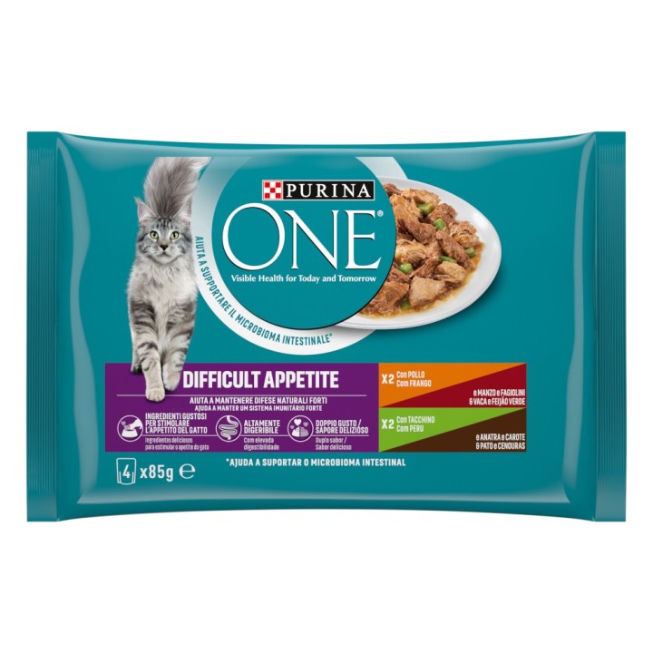 PURINA ONE Difficult Appetite - Huhn & Truthahn 4 x 85 g