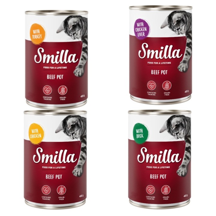 Smilla Katzenfutter nass Probiermix - Rindtöpfchen (6 x 400 g)