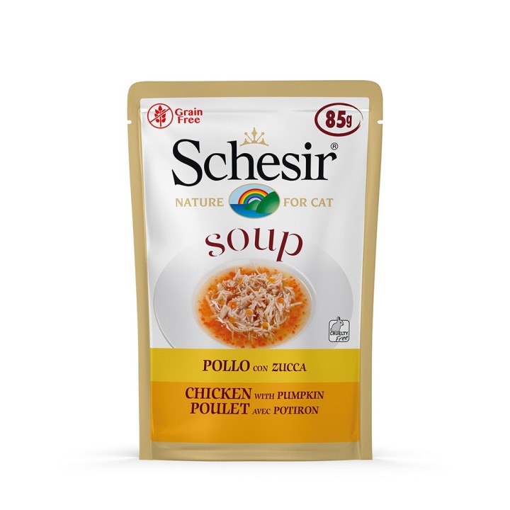 Sparpaket Schesir Cat Soup 12 x 85 g  - Huhn mit Kürbis